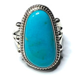 One of a Kind Kingman Turquoise and Sterling Silver Ring-24 x 14mm (SP3573)