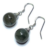Labradorite and Sterling Silver Dangle Earrings-A Grade-11 x 10mm (SP3589) 