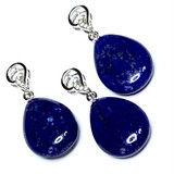Lapis Teardrop Pendant with CZ and Sterling Silver Bail-20 x 15 x 8mm-A+ Grade (SP4022)