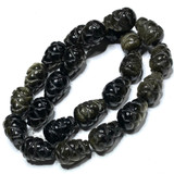 Golden Sheen Obsidian Hand Carved Pinecone Beads-18 x 13mm-AAA Grade (SP4094)