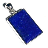 Lapis and Sterling Silver Beveled Edge Pendants-20 x 14mm Avg.-A+ Grade (SP4141)