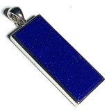 One of a Kind Lapis and Sterling Silver Beveled Edge Pendant-20 x 10mm-A+ Grade (SP4143)