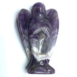 One of a Kind Hand Carved Chevron Amethyst Angel Stone-3 x 1 3/4" (NC4418)