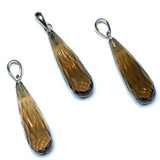 Smokey Quartz Faceted Elongated Pear Shaped Pendants-A Grade-24 x 8mm (SP4471)
