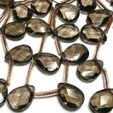 Smokey Quartz Faceted Teardrop Dangle Beads-14 x 10mm (SP5113)