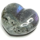 One of a Kind Purple Flash Labradorite Carved Heart Palm Stone-1" (NC5304)