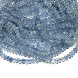 Micro Faceted Diamond Cut Aquamarine Rondel Beads-AA Grade-4 x 3mm (SP5513)