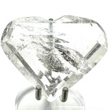 Quartz Crystal with Rainbow Inclusions Carved and Faceted Heart Stone-2 1/2 x 2 1/4"