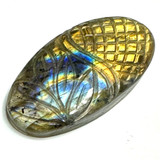One of a Kind Carved Labradorite Cabochon-38 x 20mm