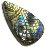 One of a Kind Carved Labradorite Cabochon-41 x 27mm