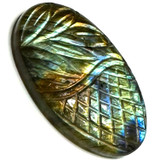 One of a Kind Carved Labradorite Cabochon-37 x 22mm