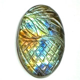 One of a Kind Carved Labradorite Cabochon-37 x 22mm