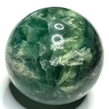 One of a Kind Green Snowflake Fluorite with Rainbow Inclusions Sphere-2 1/4"
