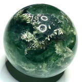 One of a Kind Green Snowflake Fluorite with Rainbow Inclusions Sphere-2 1/4"