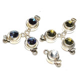 One of a Kind Sterling Silver Swarovski Crystal Clasps-Set of 7-Tabac-Meridain Blue-Crystal-11mm