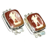 Sterling Silver Triple Strand Vintage Cameo "Naughty" Clasps-Set of 2-29 x 27mm