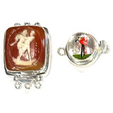 Sterling Silver "Naughty" Cameo & "The Golfer"  Vintage Clasp Lots-2 Clasps-29 x 27mm & 19mm