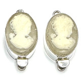 Sterling Silver "Nora" Oval Cameo Clasp Lot-Set of 2-26 x 19mm