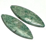 One of a Kind Green Moss Agate Earring/Pendant Pair-33 x 12mm