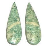 One of a Kind Green Moss Agate Earring/Pendant Pair-32 x 11mm