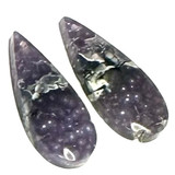 One of a Kind Grape Agate Earring/Pendant Pair-28 x 12mm-SP6889