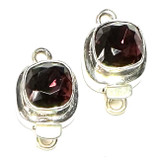 Sterling Silver with Swarovski Crystal Square Clasp Lots-Foiled Burgundy-2 Per Lot-14mm