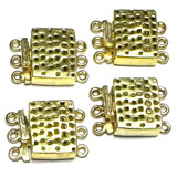 Lemon Vermeil Lattice Work Triple Strand Box Clasp Lots-Set of 4-15 x 12mm-SALE7348