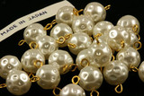 Vintage Faux Dimpled Pearl Connector Beads - 9mm