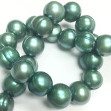 Large Holed Freshwater Potato Pearl - Teal Green 8-10mm