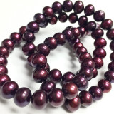 Rich Purple Semi Round Freshwater Pearl Beads 6-6.5mm