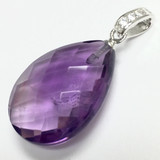 Amethyst Faceted Drop Pendant A+ Grade 15 x 20 x 8mm