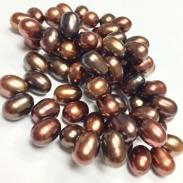 Freshwater Cocoa Top Drilled Dancing Rice Pearl Beads-10 x 6mm