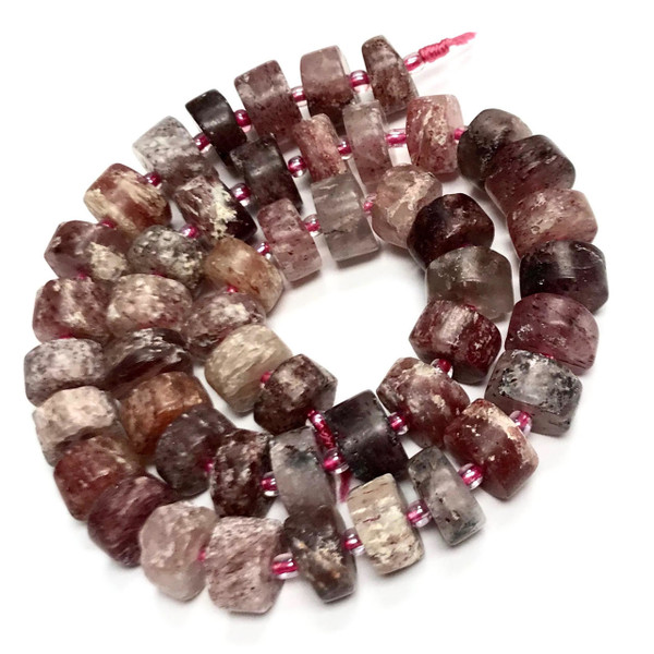 Matte Finish Strawberry Quartz Rondell Beads