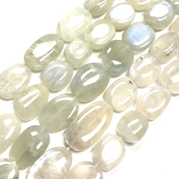 Highly Polished Flat Oval Rainbow Moonstone Beads