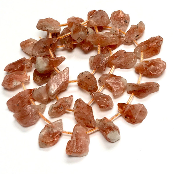 Sunstone Free Form Top Drilled Slab Beads