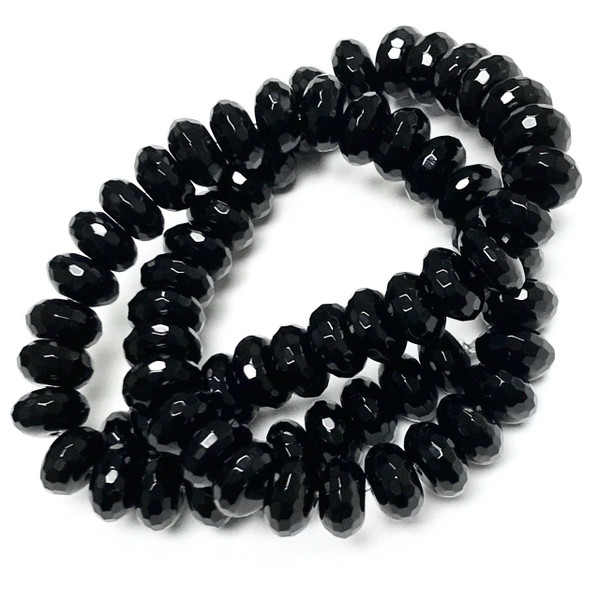 Black Onyx Faceted Rondell Beads-10mm