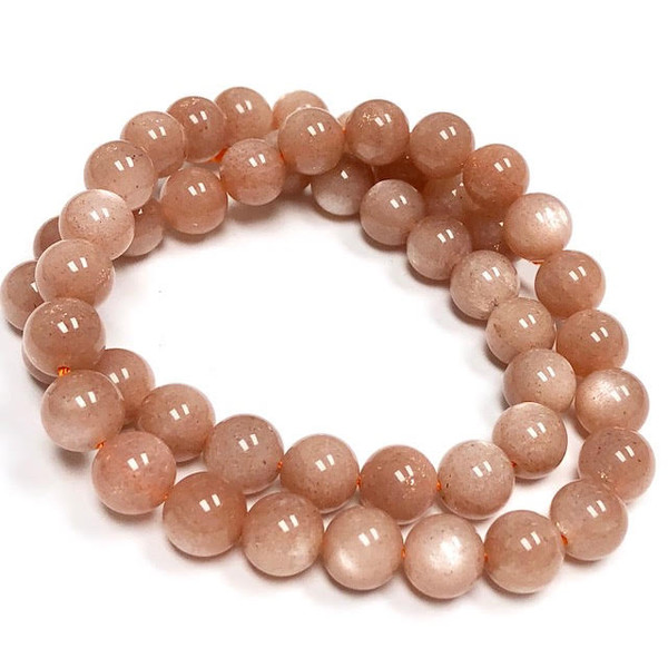 Peach Moonstone A Grade 8mm Beads