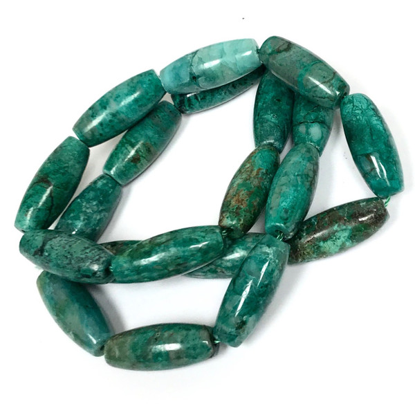 Chrysocolla Highly Polished Rice Beads-8 x 20mm