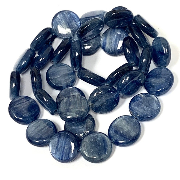 Kyanite Highly Polished Dime Beads-12mm
