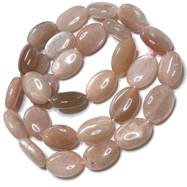 Polished Peach Moonstone Oval Flat Beads-10 x 14mm (SP3302)