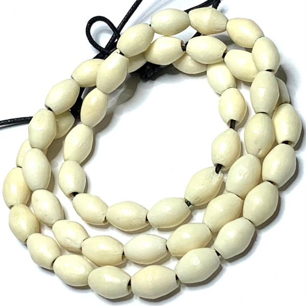 Vintage Hand Carved Smooth Short Rice Beads-9 x 6mm Avg. (B3535)