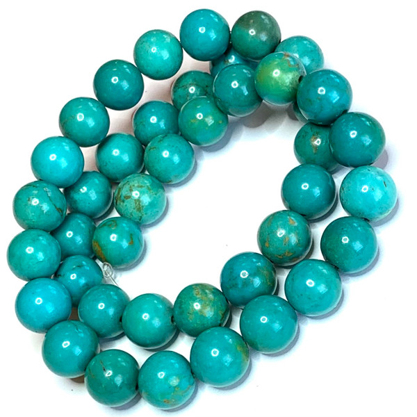 Genuine Turquoise Highly Polished Round Beads-9-9.5m (SP3686)