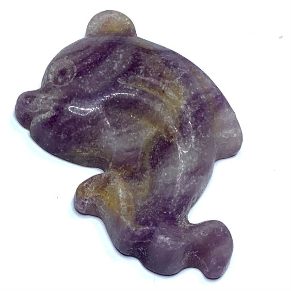 One of Kind Carved Purple Fluorite Dolphin Cabochon-50 x 38mm (CAB4617)
