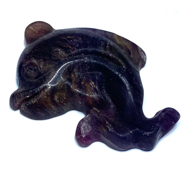 One of a Kind Carved Purple Fluorite Dolphin Cabochon-48 x 38 x 10mm (CAB4620)