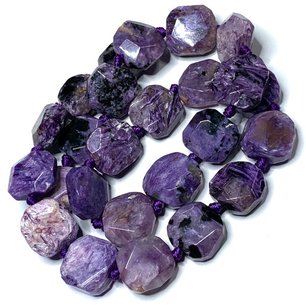 Charoite Faceted Flat Octagonal Beads-14mm (SP5043)