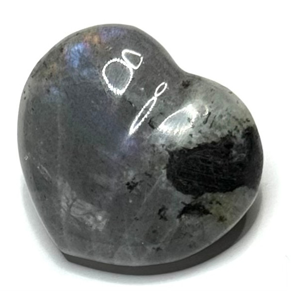 One of a Kind Purple Flash Labradorite Carved Heart Palm Stone-1 1/4 x 1"-NC5306 (NC5306)