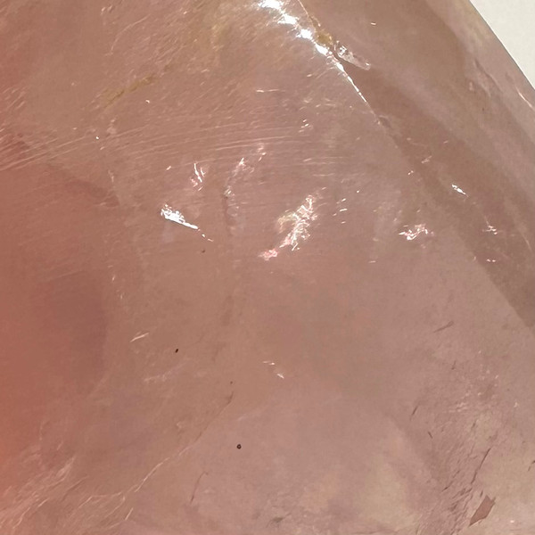 One of a Kind Rose Quartz with Hematoid and Rainbows Flame Stone Tower-4 1/2 x 1 1/2" (NC5350)