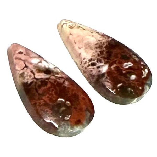 One of a Kind Plume Agate Earring/Pendant Pair-24 x 13mm (SP5847)
