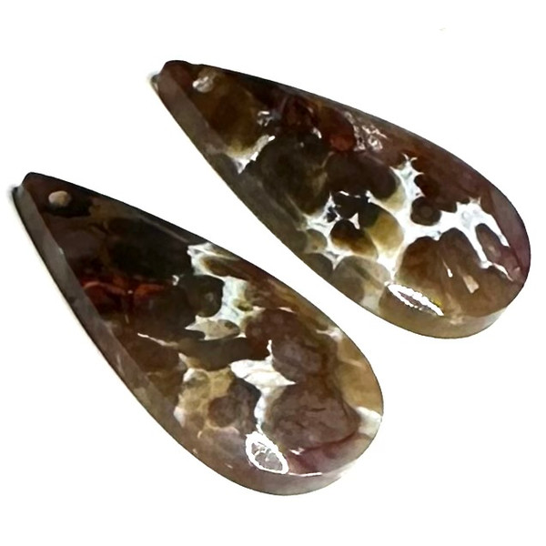 One of a Kind Plume Agate Earring/Pendant Pair-29 x 15mm (SP5859)