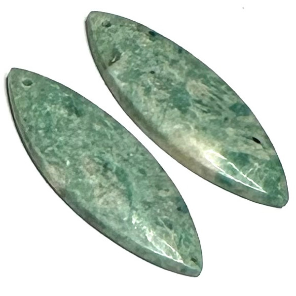 One of a Kind Green Moss Agate Earring/Pendant Pair-31 x 1mm-SP6875